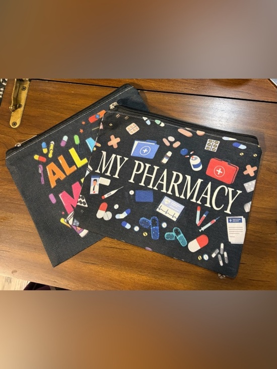 no brand Accessories - 2 Funny Black Canvas Zip Pouches